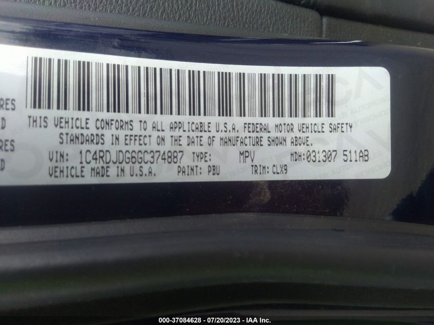 2016 DODGE DURANGO LIMITED - 1C4RDJDG6GC374887
