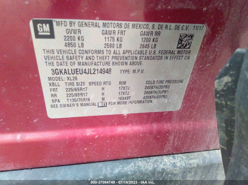2018 GMC TERRAIN SLE - 3GKALUEU4JL214948
