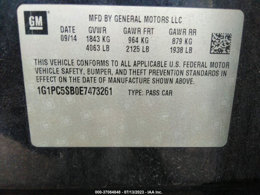 2014 CHEVROLET CRUZE 1LT - 1G1PC5SB0E7473261