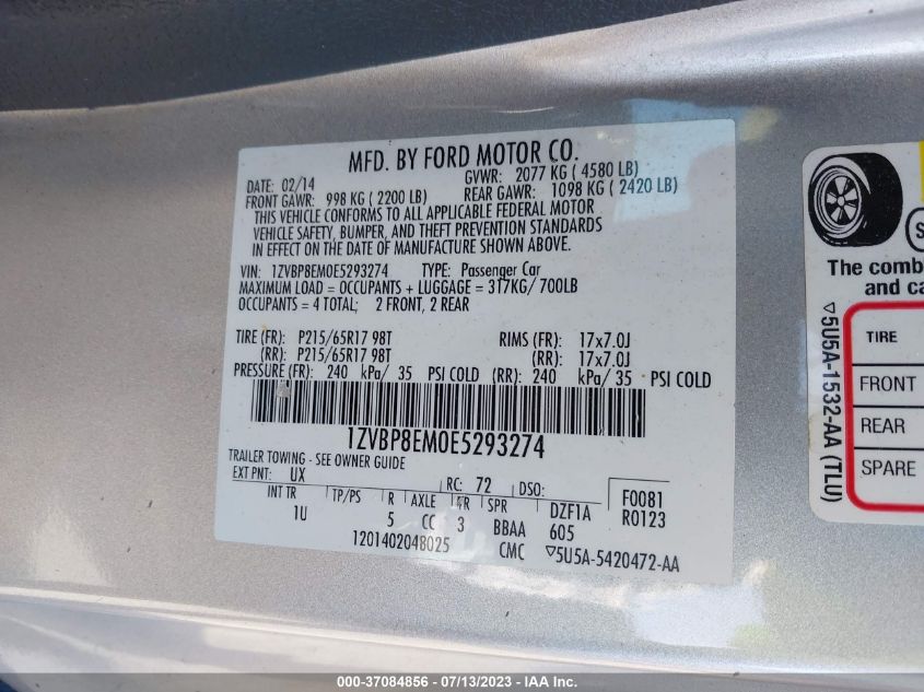 2014 FORD MUSTANG V6 - 1ZVBP8EM0E5293274