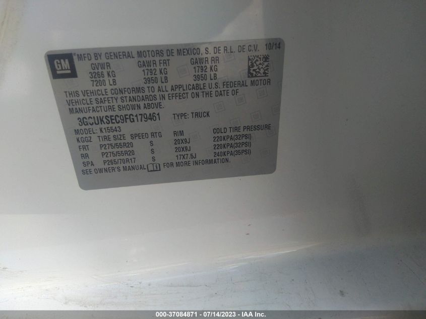 2015 CHEVROLET SILVERADO 1500 LTZ - 3GCUKSEC9FG179461