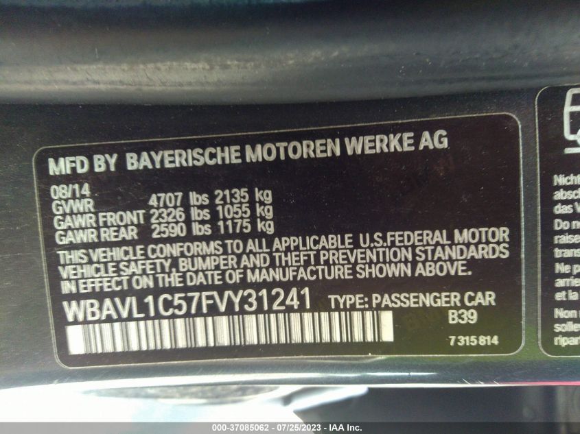 2015 BMW X1 XDRIVE28I - WBAVL1C57FVY31241