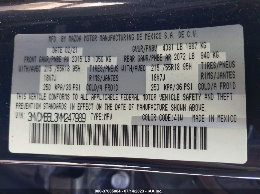 2021 MAZDA CX-30 SELECT - 3MVDMBBL3MM247989