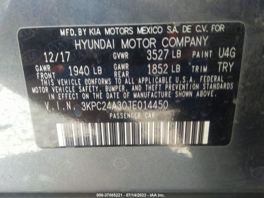2018 HYUNDAI ACCENT SE - 3KPC24A30JE014450
