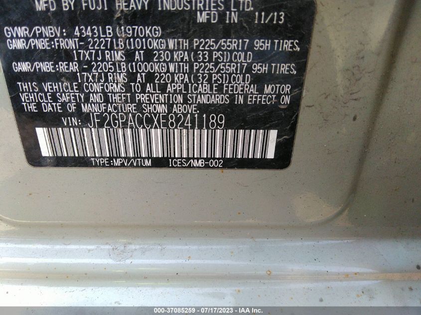 2014 SUBARU XV CROSSTREK PREMIUM - JF2GPACCXE8241189
