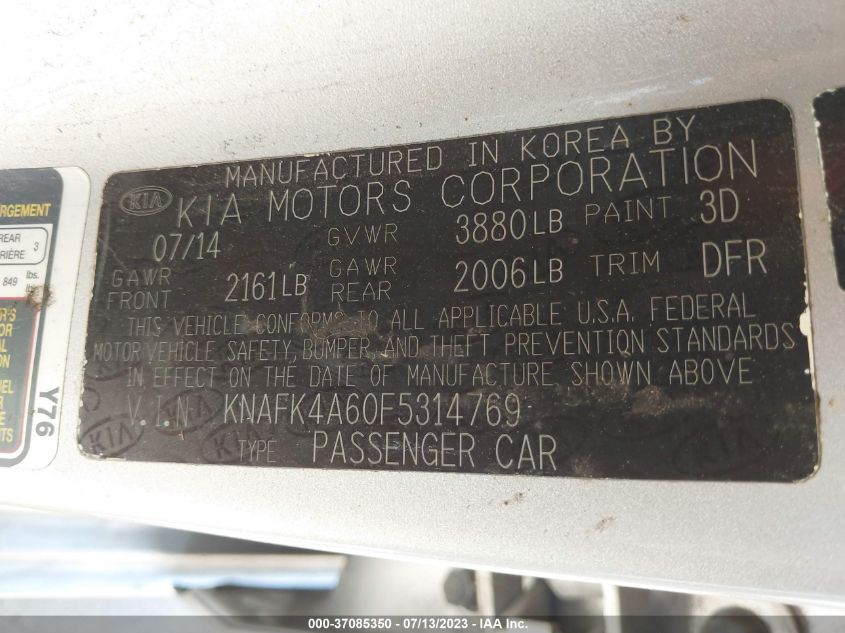 2015 KIA FORTE LX - KNAFK4A60F5314769