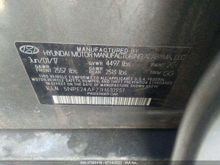 2018 HYUNDAI SONATA SE - 5NPE24AF2JH610951