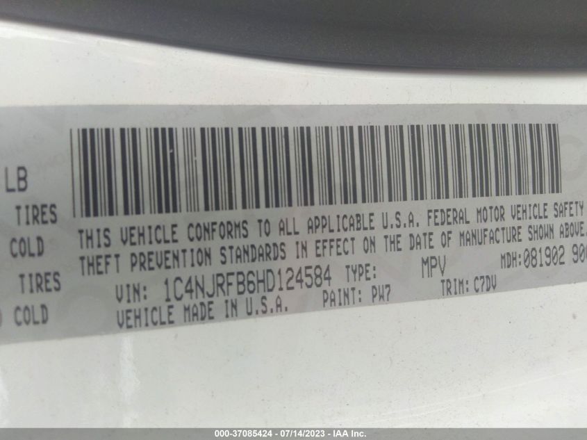 2017 JEEP PATRIOT LATITUDE - 1C4NJRFB6HD124584