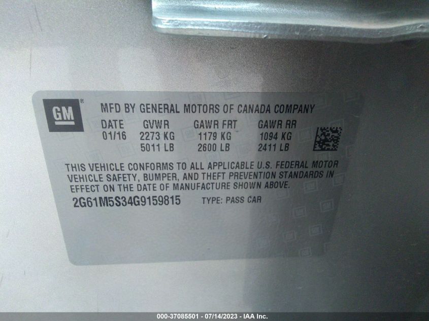 2016 CADILLAC XTS LUXURY COLLECTION - 2G61M5S34G9159815