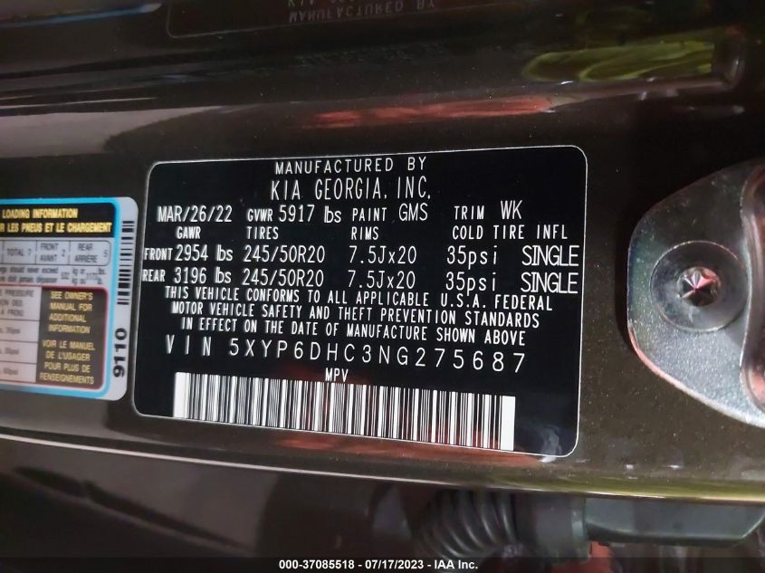 2022 KIA TELLURIDE S - 5XYP6DHC3NG275687