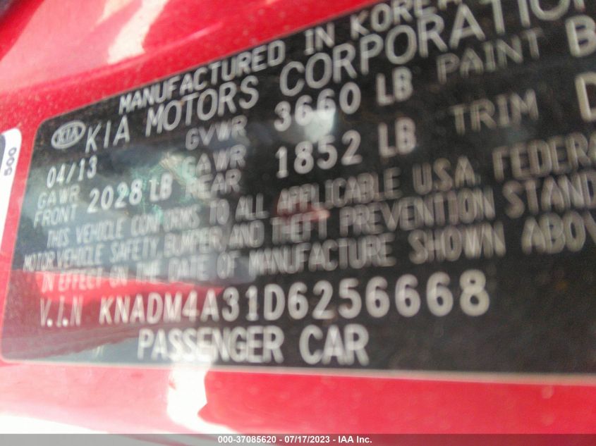 2013 KIA RIO LX - KNADM4A31D6256668