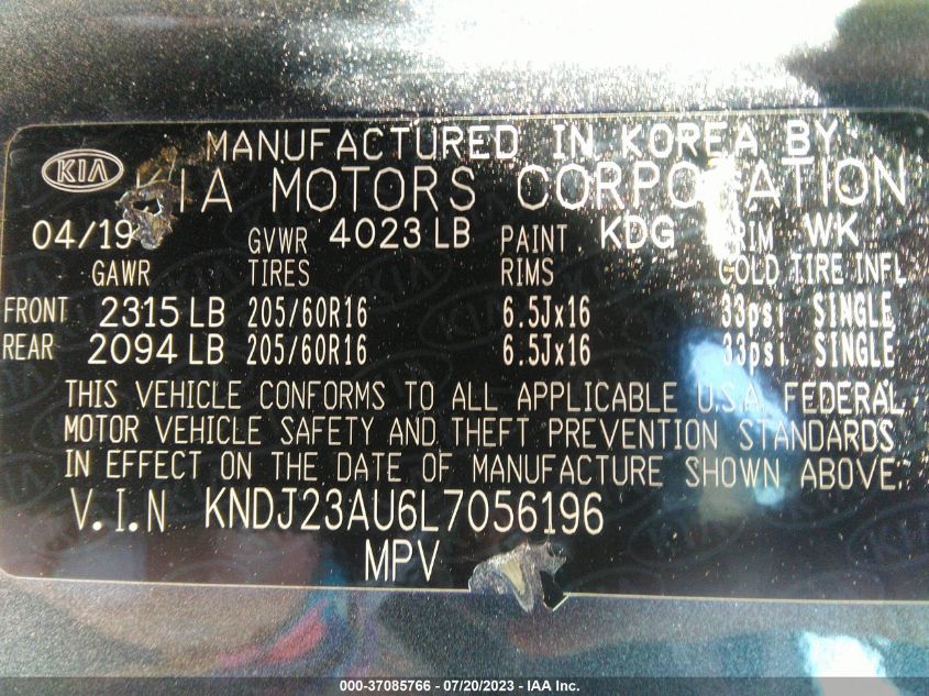 2020 KIA SOUL LX - KNDJ23AU6L7056196
