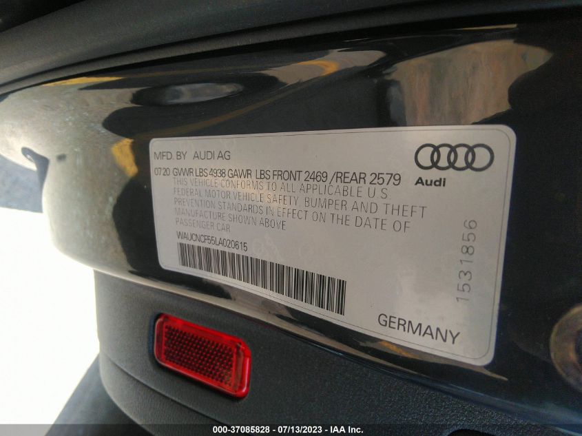 2020 AUDI A5 SPORTBACK PREMIUM PLUS - WAUCNCF55LA020615