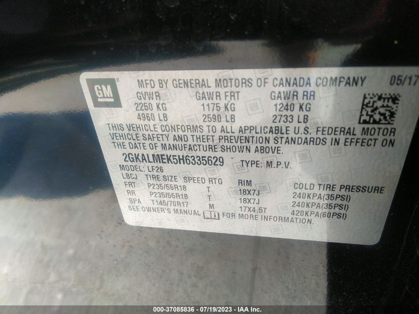 2017 GMC TERRAIN SLE - 2GKALMEK5H6335629