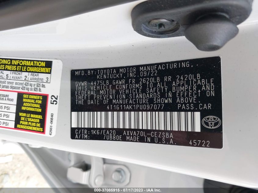 2023 TOYOTA CAMRY SE/SE NIGHTSHADE - 4T1G11AK1PU097077