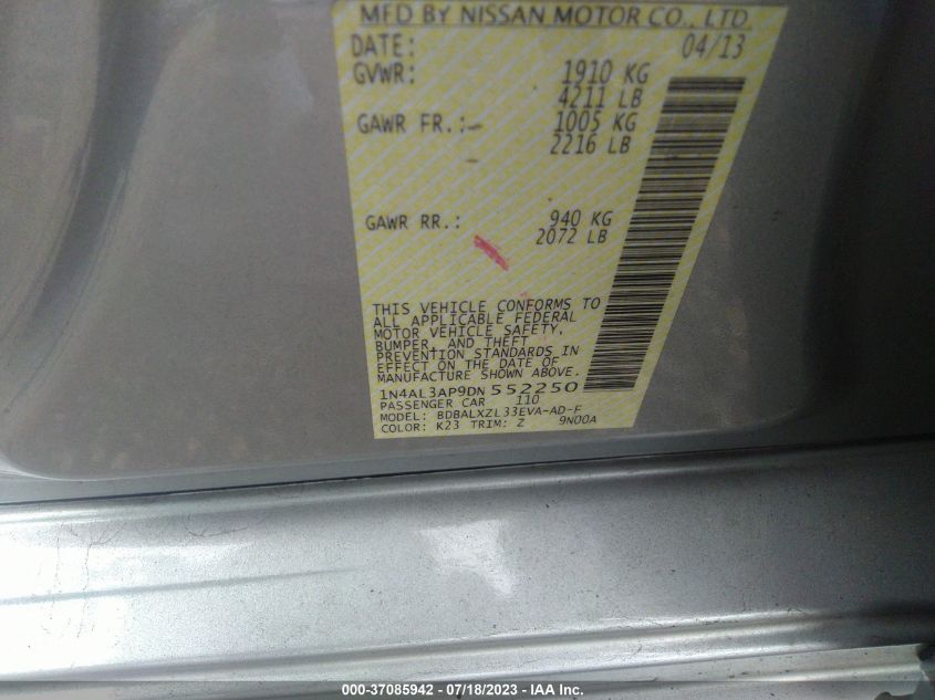 2013 NISSAN ALTIMA 2.5 SL - 1N4AL3AP9DN552250