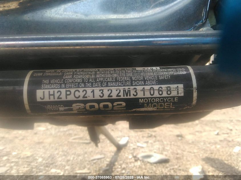 2002 HONDA VT600 CD JH2PC21322M310681