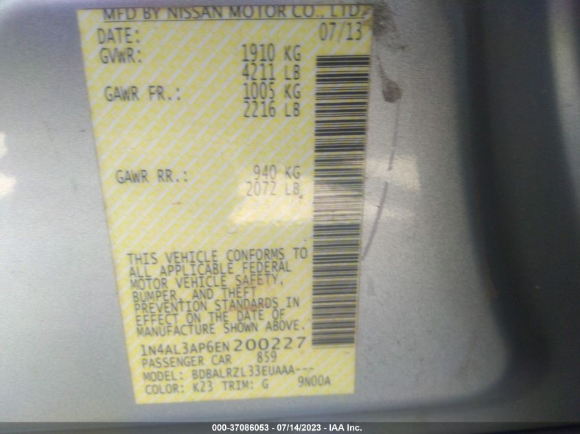 2014 NISSAN ALTIMA 2.5 S - 1N4AL3AP6EN200227