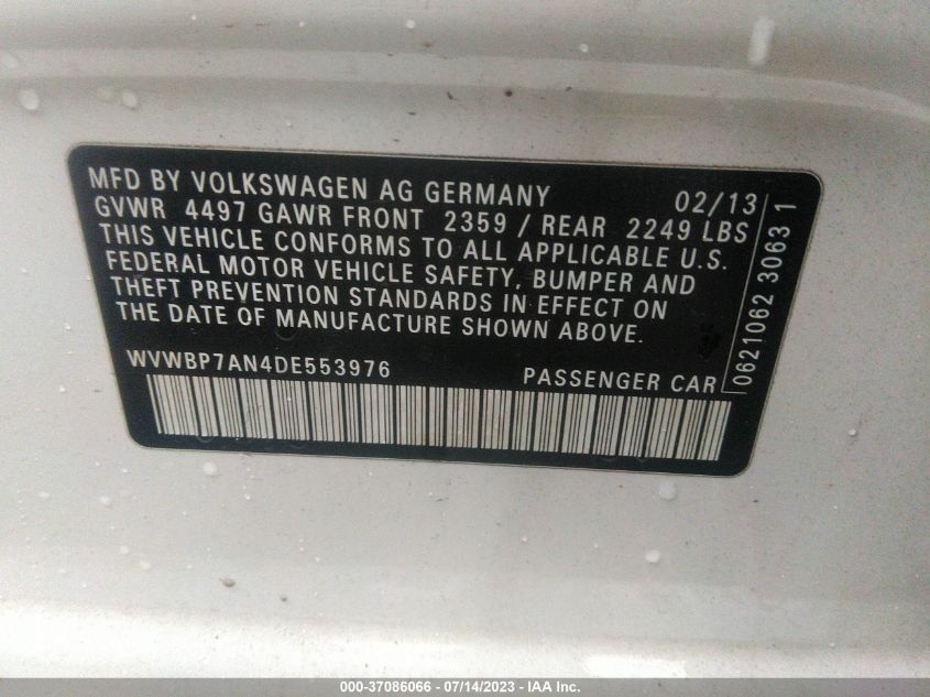 2013 VOLKSWAGEN CC SPORT - WVWBP7AN4DE553976