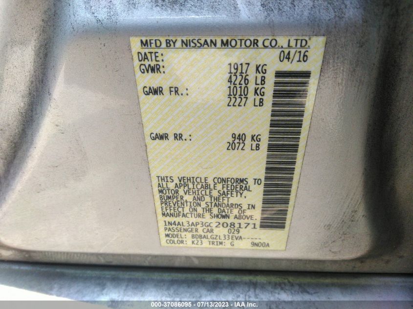 2016 NISSAN ALTIMA 2.5 - 1N4AL3AP3GC208171