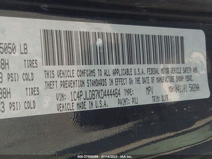 2019 JEEP CHEROKEE LIMITED - 1C4PJLDB7KD444464
