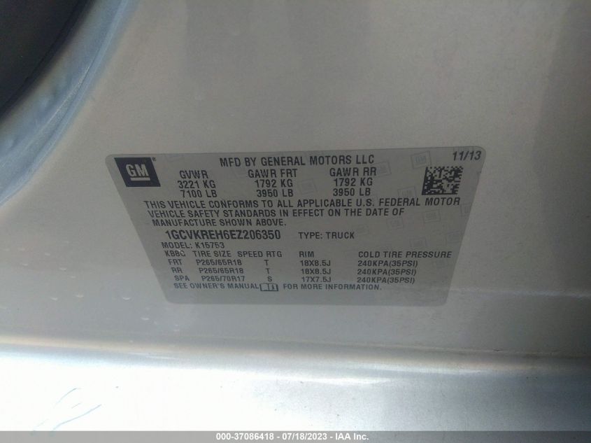 2014 CHEVROLET SILVERADO 1500 LT - 1GCVKREH6EZ206350