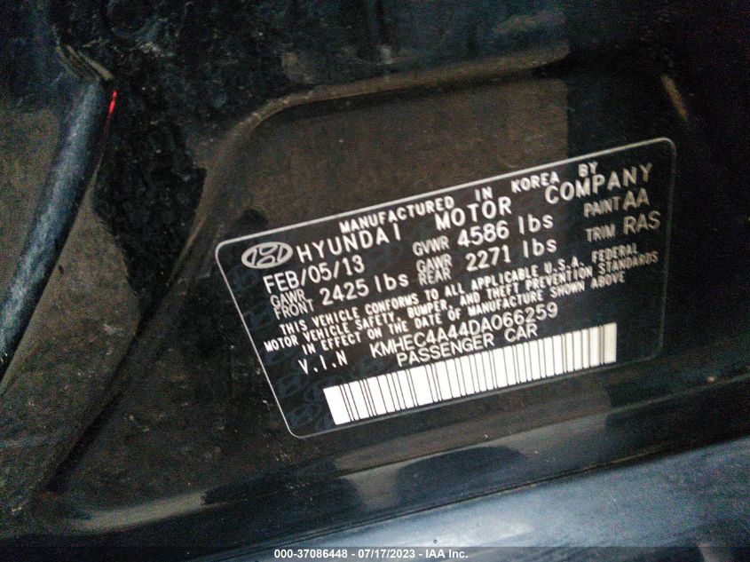 2013 HYUNDAI SONATA HYBRID LIMITED W - KMHEC4A44DA066259