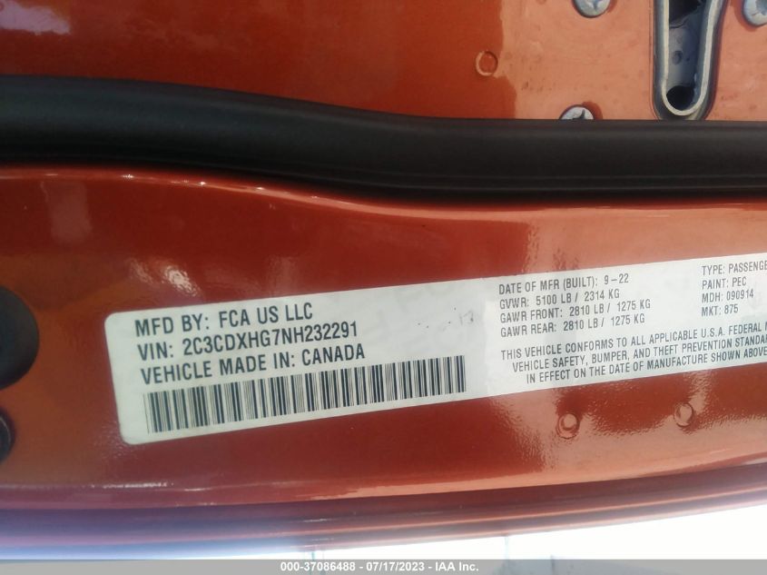 2022 DODGE CHARGER GT - 2C3CDXHG7NH232291