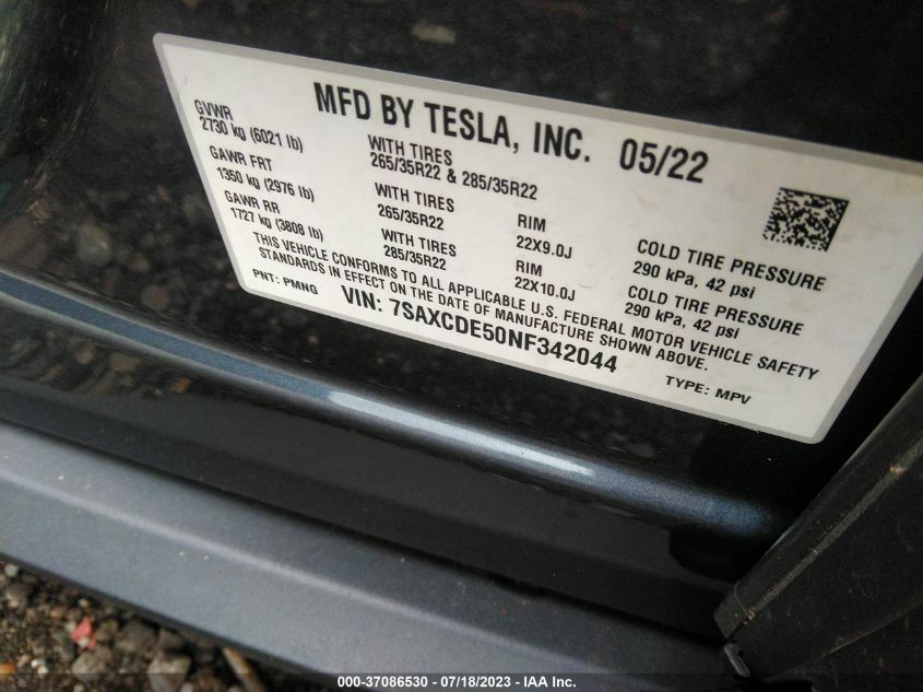 7SAXCDE50NF342044 Tesla Model X  9