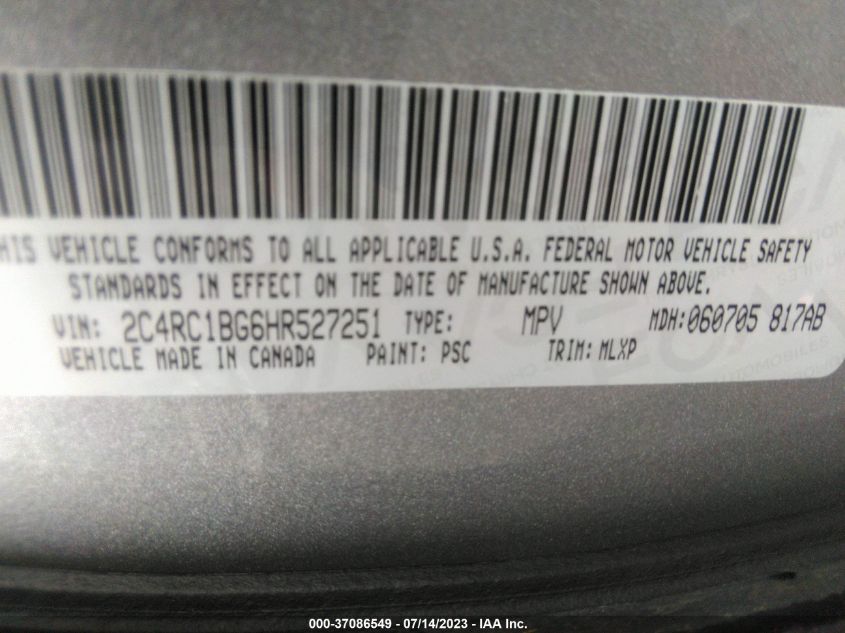 2017 CHRYSLER PACIFICA TOURING-L - 2C4RC1BG6HR527251