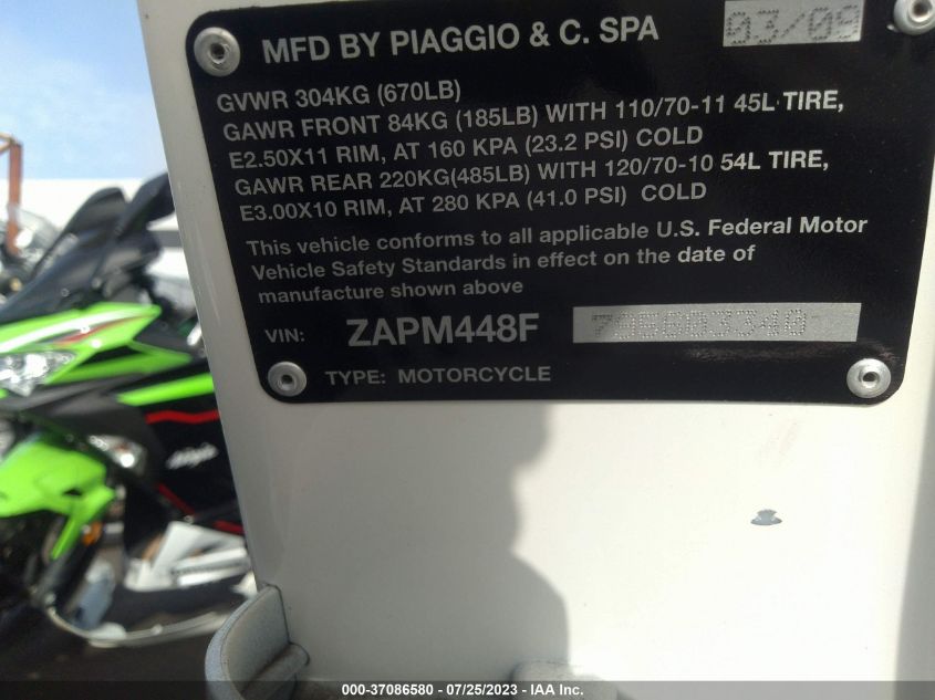 2009 VESPA LX 150 - ZAPM448F795603340