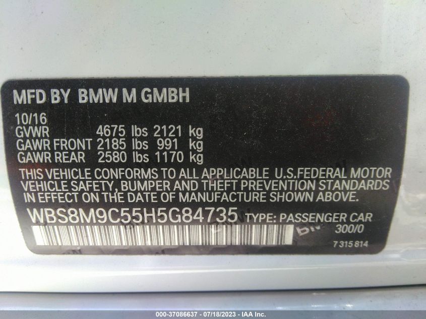 2017 BMW M3 - WBS8M9C55H5G84735