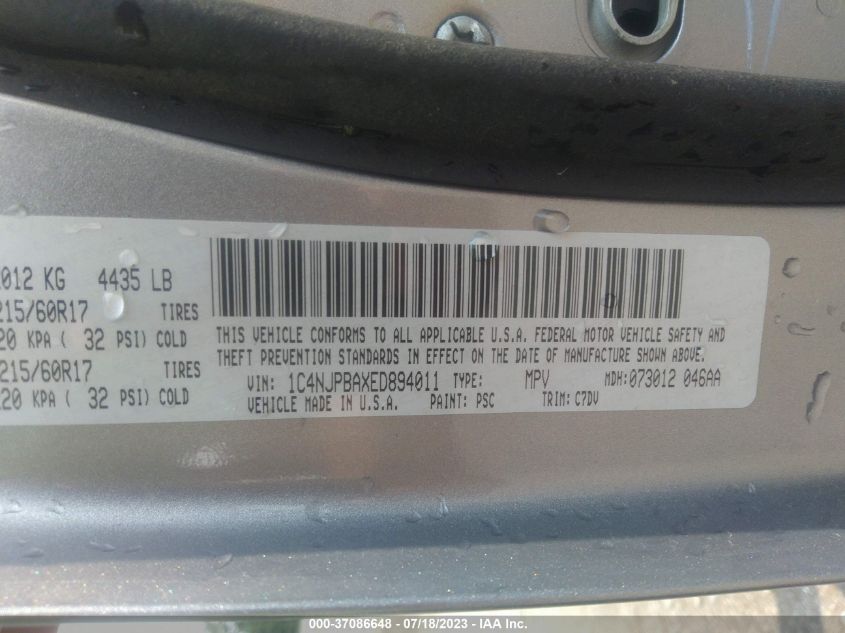 2014 JEEP PATRIOT ALTITUDE - 1C4NJPBAXED894011