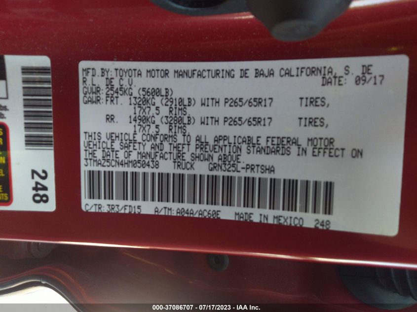 2017 TOYOTA TACOMA SR5/TRD SPORT - 3TMAZ5CN4HM050438