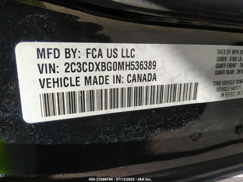 2021 DODGE CHARGER SXT - 2C3CDXBG0MH536389