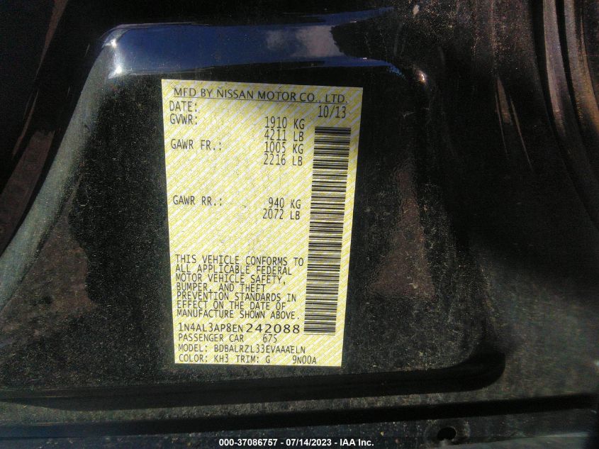 2014 NISSAN ALTIMA 2.5 S - 1N4AL3AP8EN242088