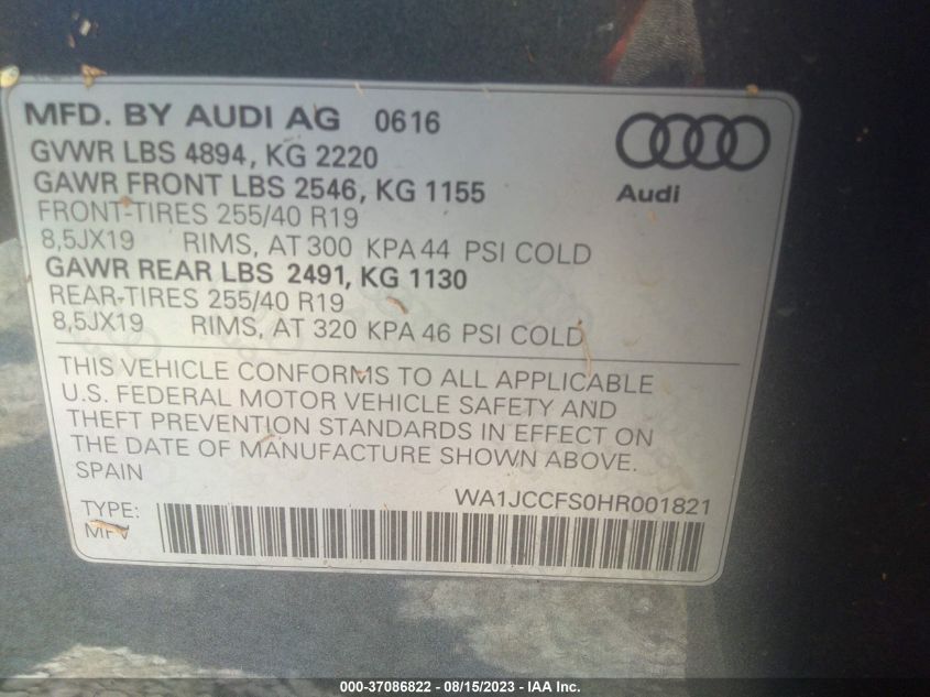 2017 AUDI Q3 PREMIUM PLUS - WA1JCCFS0HR001821