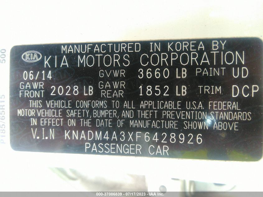 2015 KIA RIO LX - KNADM4A3XF6428926