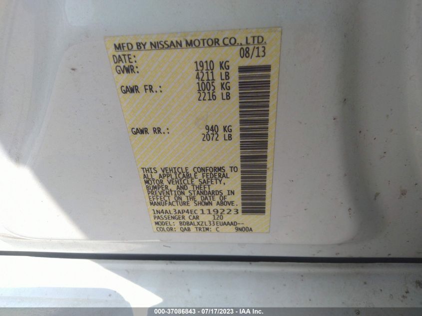 2014 NISSAN ALTIMA 2.5 SL - 1N4AL3AP4EC119223