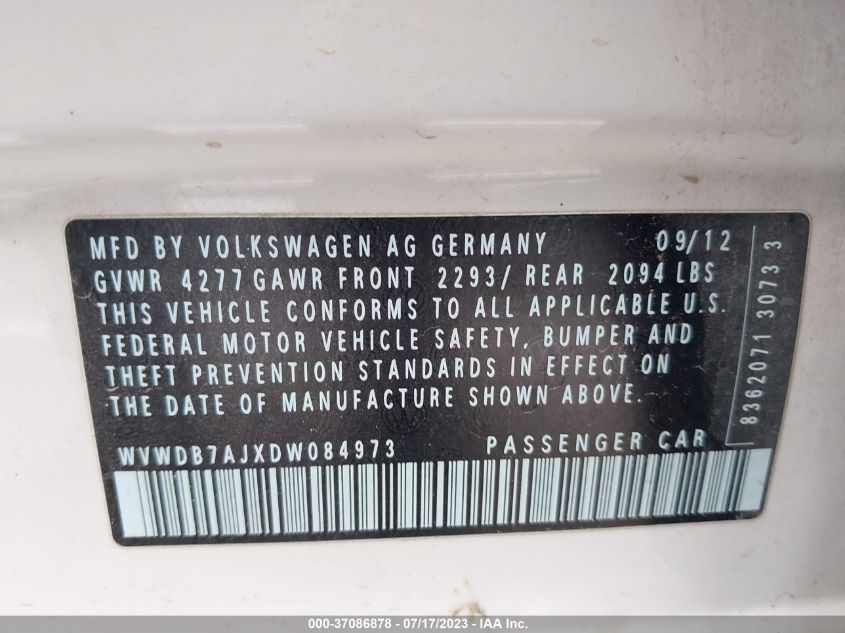 2013 VOLKSWAGEN GOLF - WVWDB7AJXDW084973