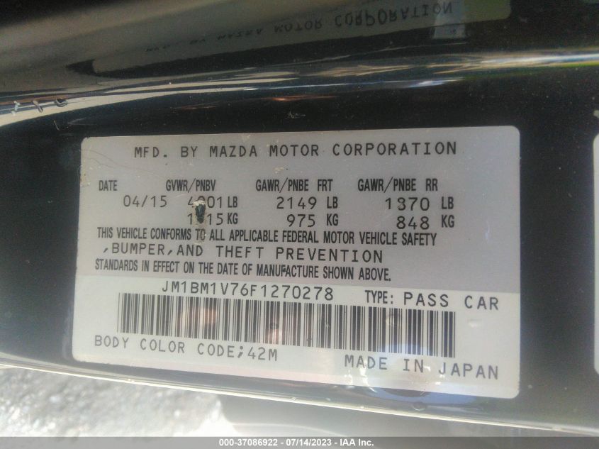 2015 MAZDA MAZDA3 I TOURING - JM1BM1V76F1270278