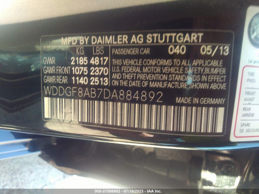 2013 MERCEDES-BENZ C-CLASS C 300 - WDDGF8AB7DA884892