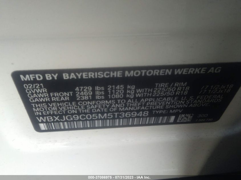 2021 BMW X1 XDRIVE28I - WBXJG9C05M5T36948