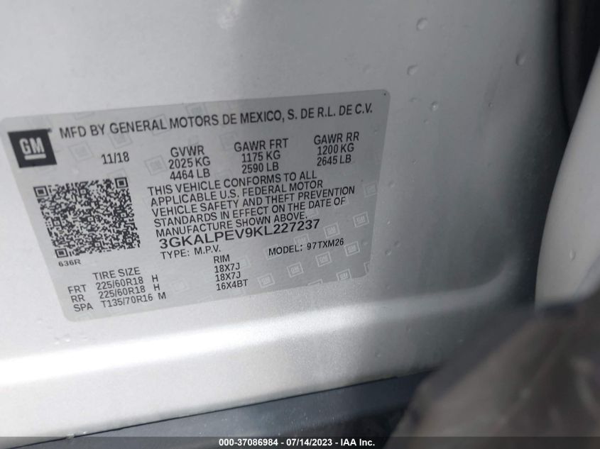 2019 GMC TERRAIN SLT - 3GKALPEV9KL227237