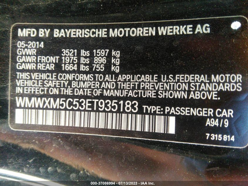 2014 MINI COOPER HARDTOP - WMWXM5C53ET935183