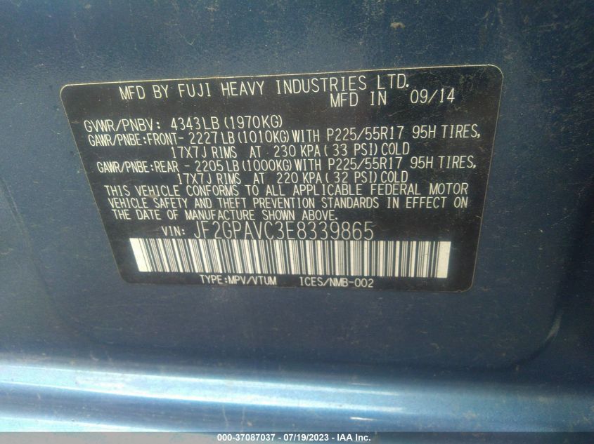 2014 SUBARU XV CROSSTREK PREMIUM - JF2GPAVC3E8339865