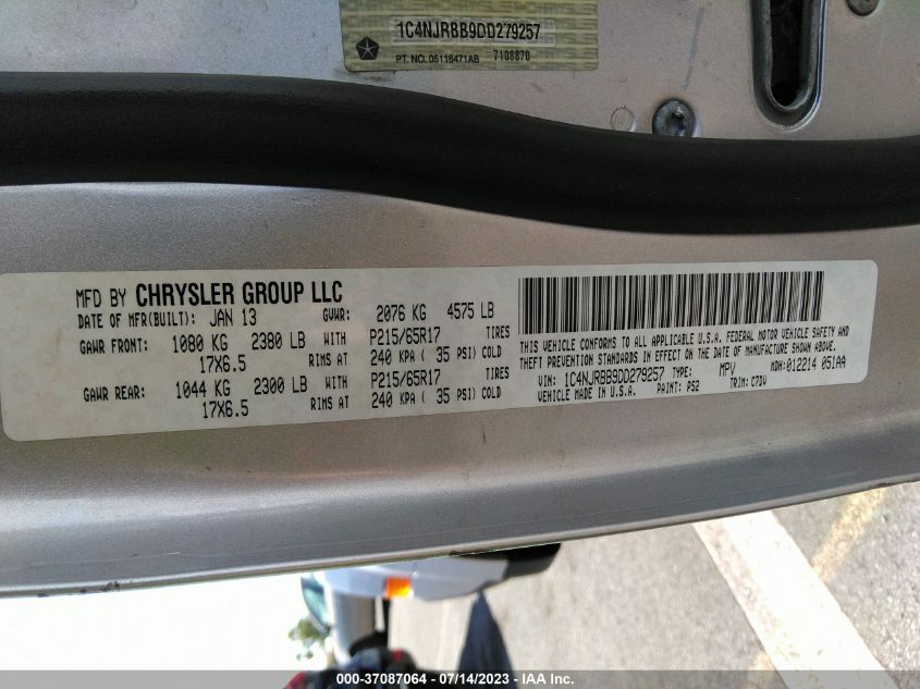 2013 JEEP PATRIOT SPORT - 1C4NJRBB9DD279257