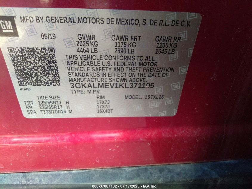 2019 GMC TERRAIN SLE - 3GKALMEV1KL371105