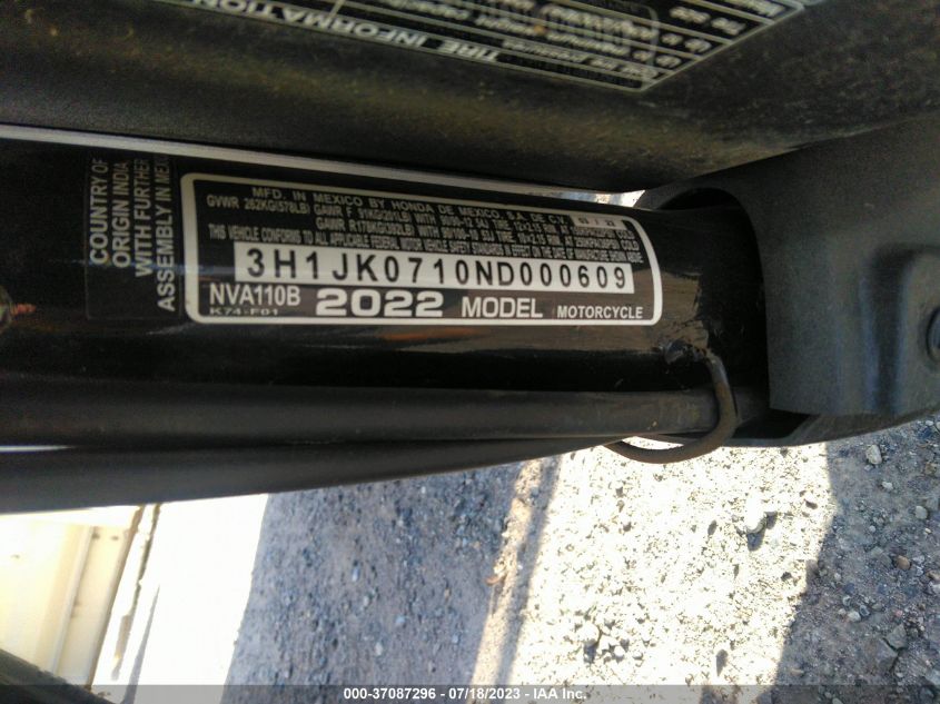2022 HONDA NVA110 B - 3H1JK0710ND000609