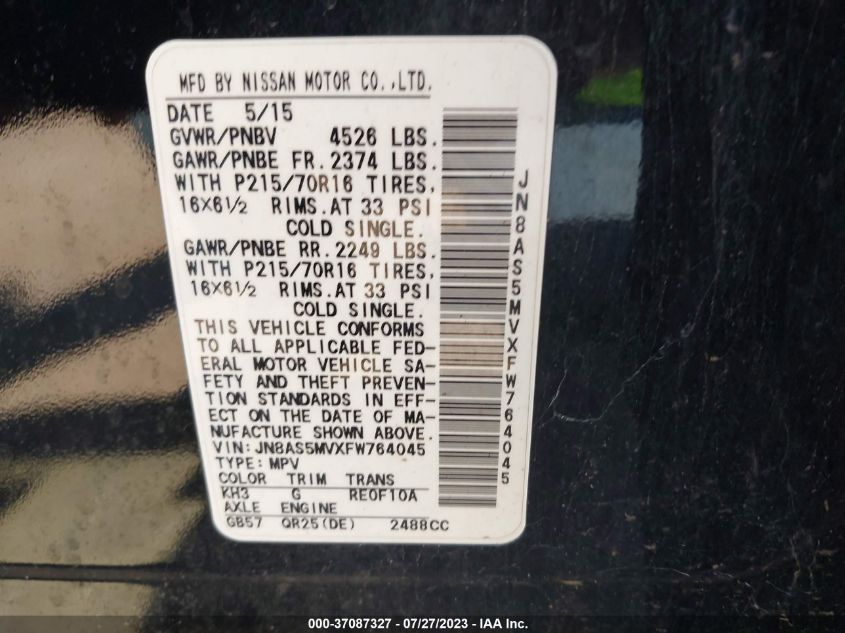 2015 NISSAN ROGUE SELECT S - JN8AS5MVXFW764045